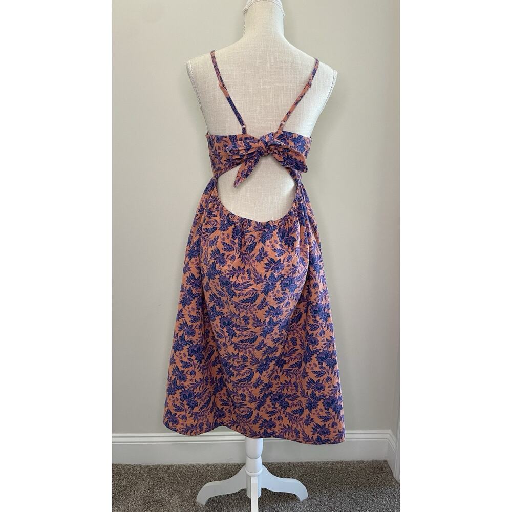 Universal Thread Orchid Floral Button Down Dress Tie Back Midi Sienna Blue XL - Picture 6 of 14